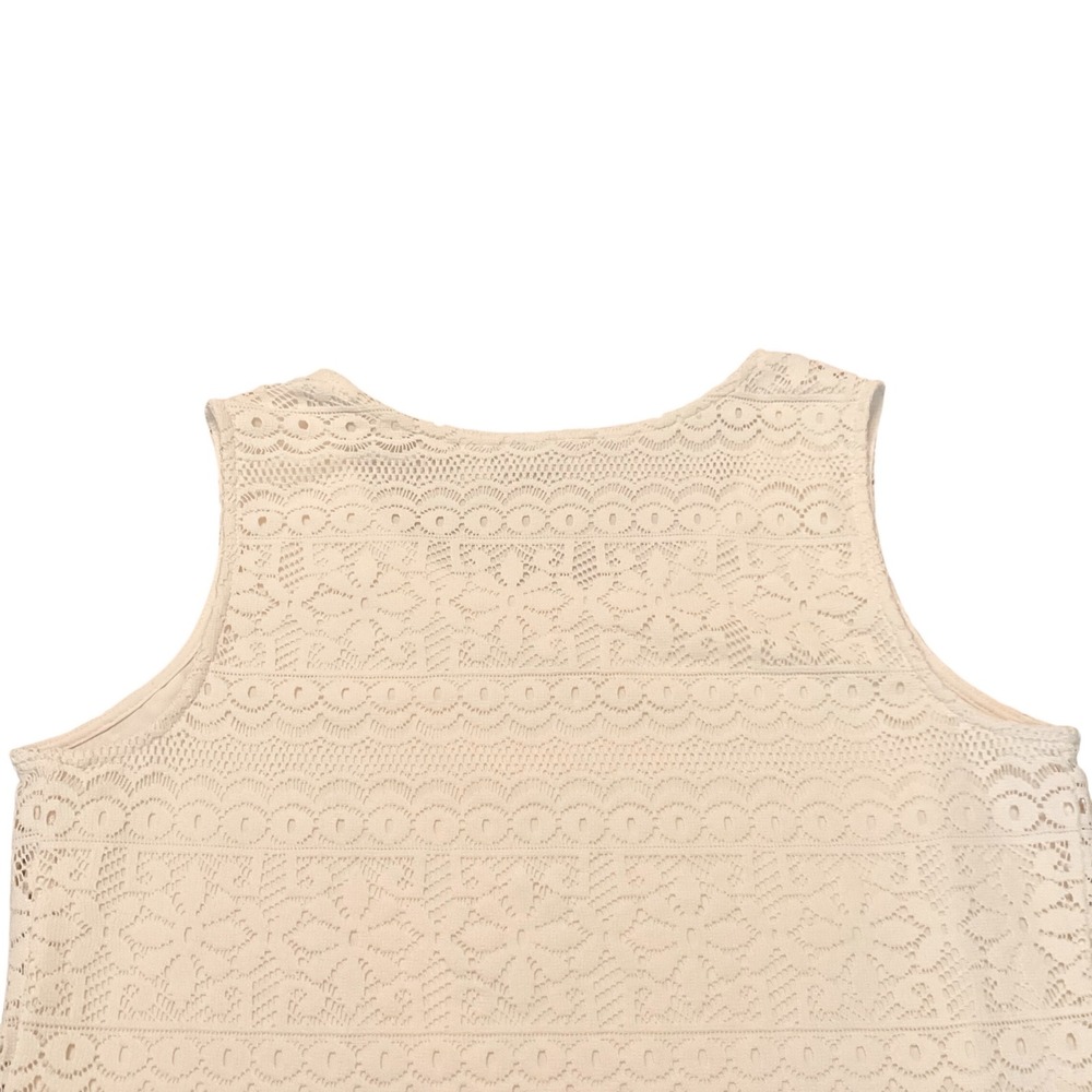 Susan Graver Lace Tank Top Womens Medium Cream Floral Sleeveless Boho Romantic - Picture 10 of 10